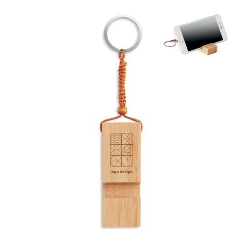 Bamboo keychain and phone stand - Image 1